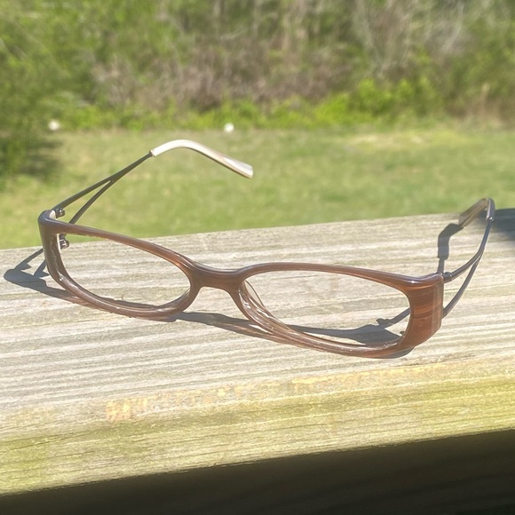 Anne Klein frames wood look with white striped interior AK8049 - Picture 3 of 11